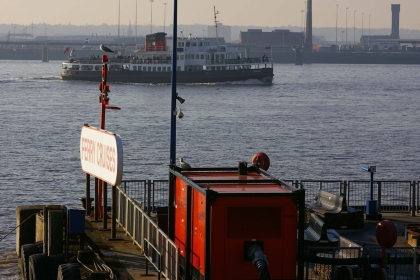 The Mersey Ferry pictured crossing the Mersey